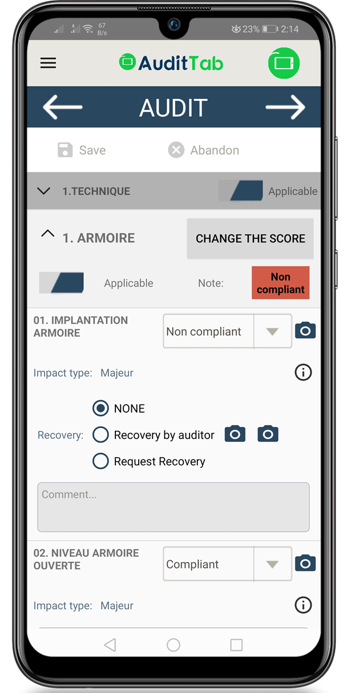 screenshot of Audit Tab